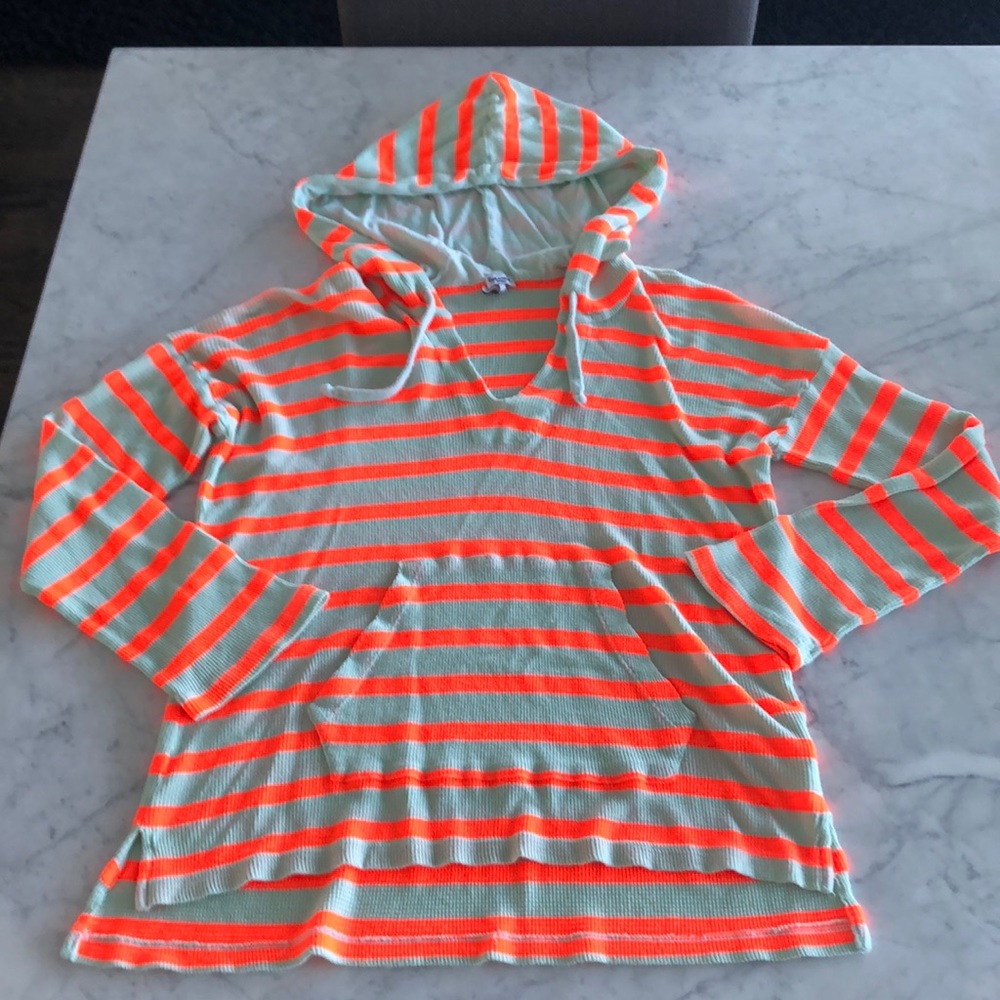 Splendid neon stripe thermal hoodie